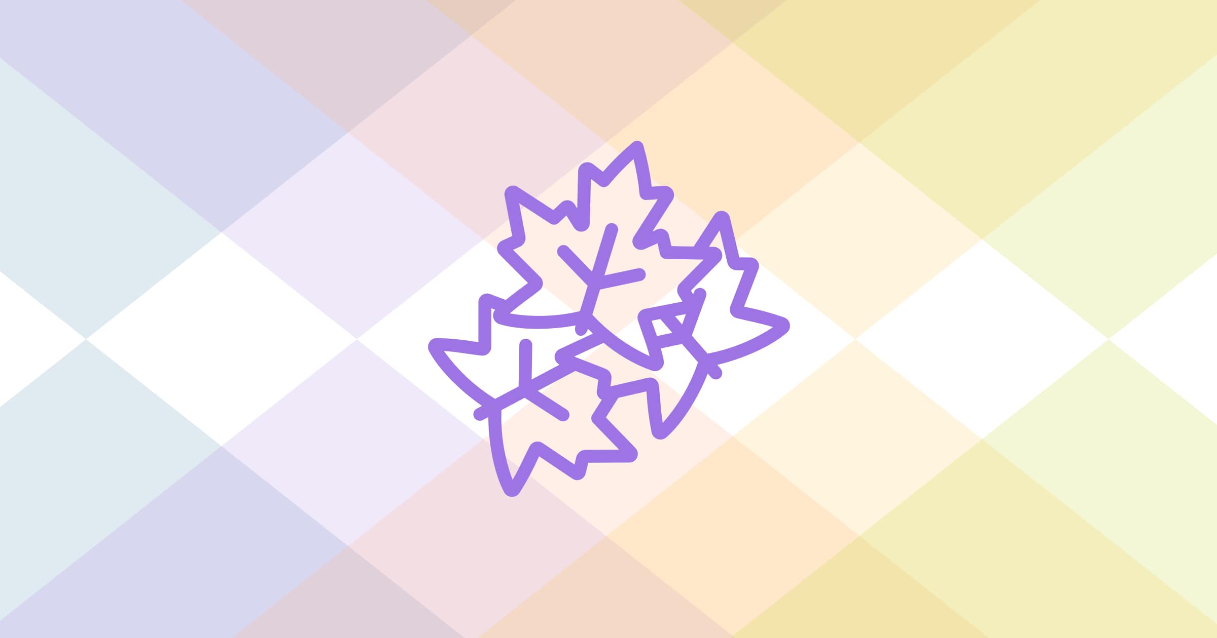 Purple icon of 3 overlapping maple leaves.